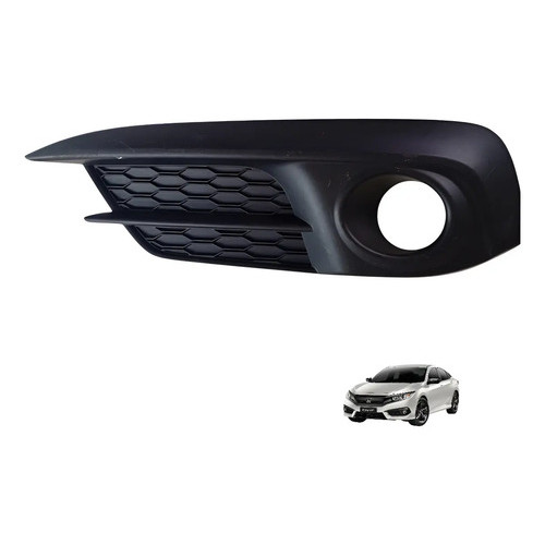 Moldura Grade Farol Milha Esquerdo Civic 2017 2018 2020 Preto