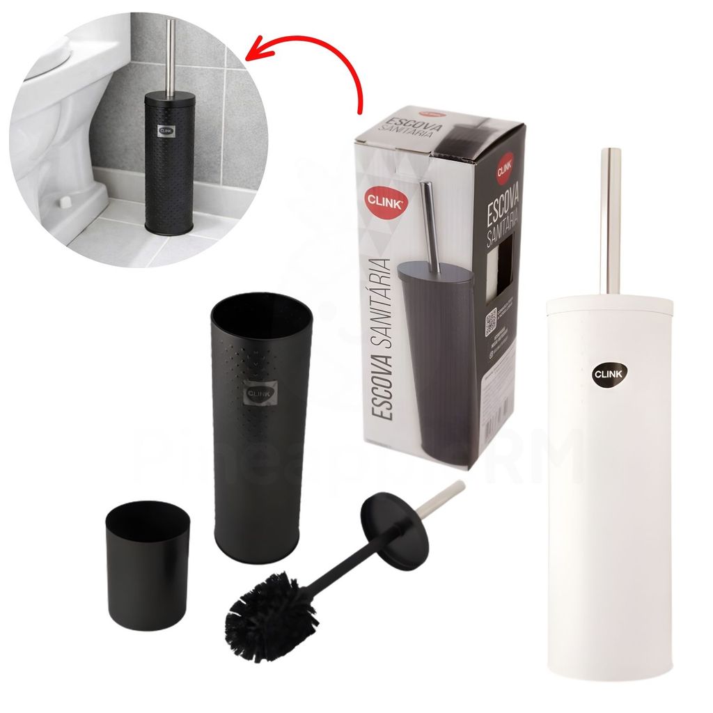 Escova Sanitária Aço Inox Limpeza Banheiro Vaso Resistente Alta Durabilidade