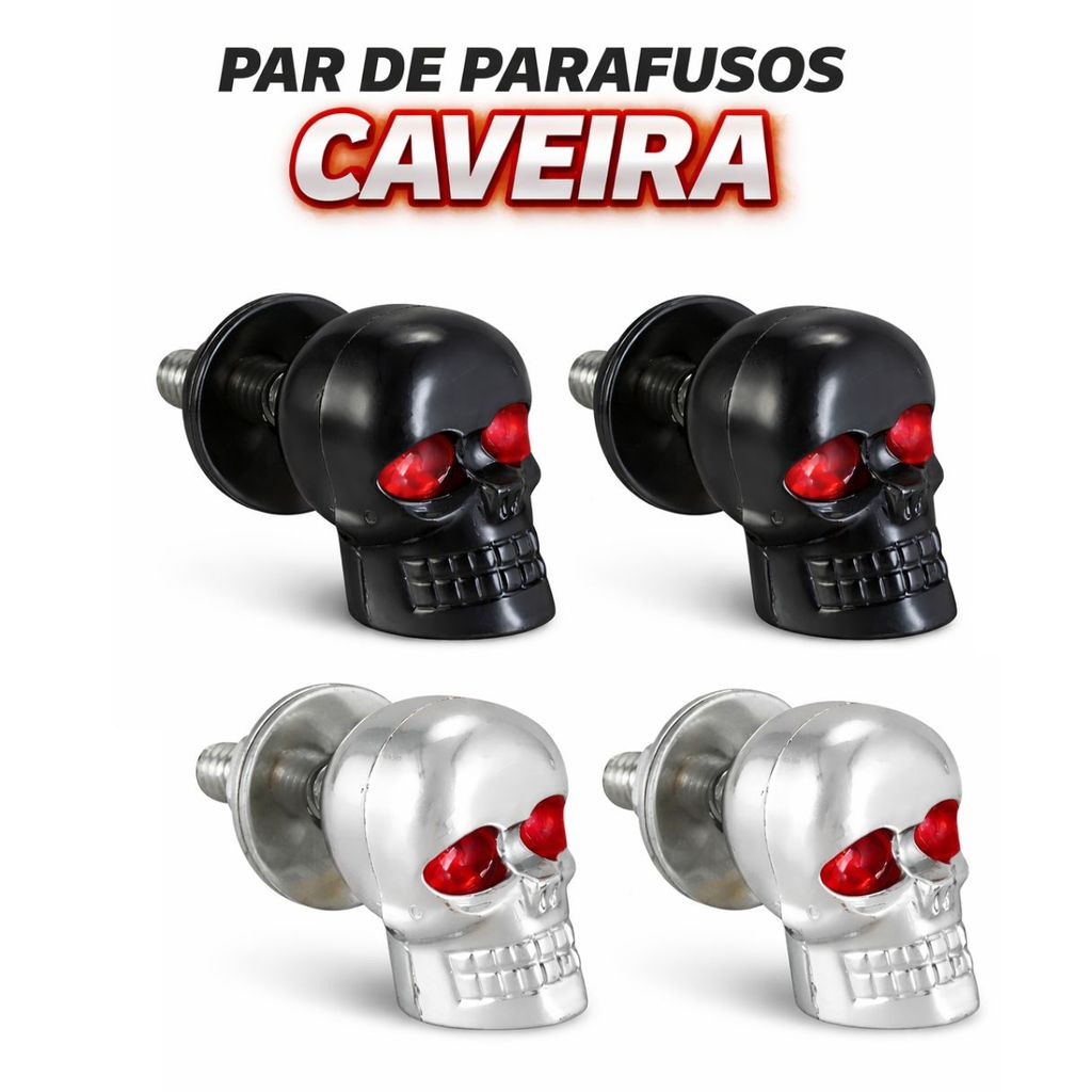 Parafuso de Placa Motos Caveira Par