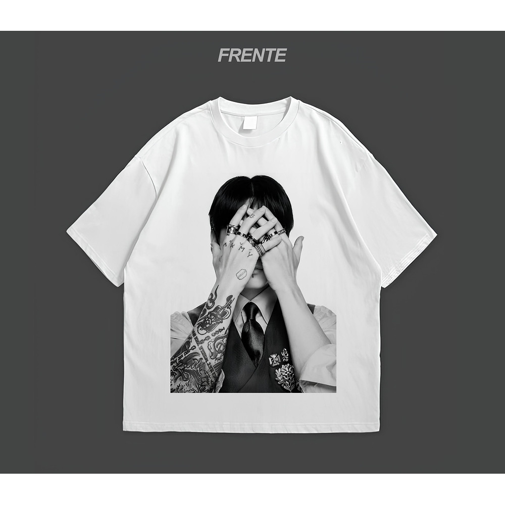 Camiseta Feminina Masculina ARIRANG | BTS Miembros Jungkook Kpop Seven Tshirt Unissex Branco Streetwear