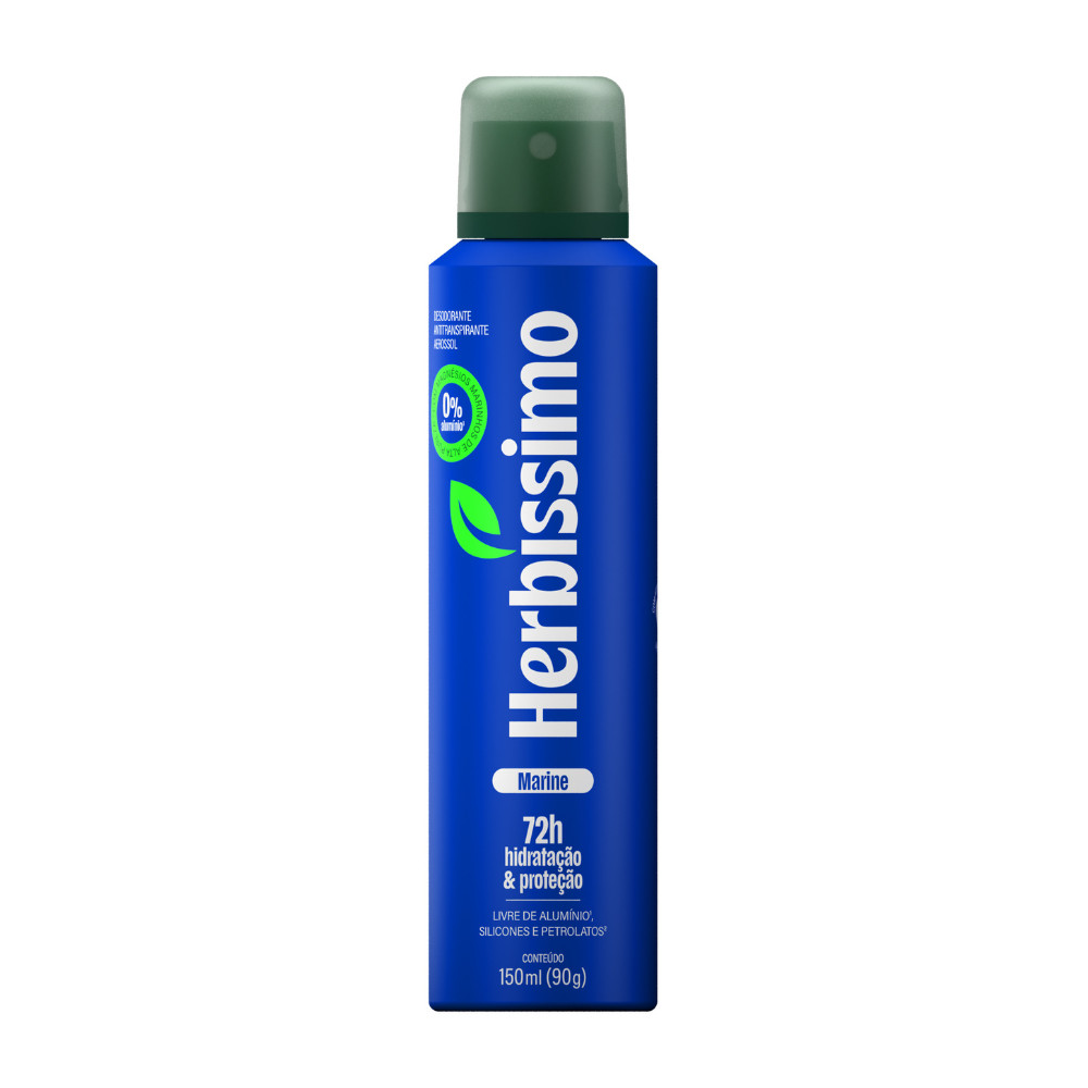 Desodorante Antitranspirante Aerossol Zero Alumínio Herbíssimo Marine 150ml MASCULINO