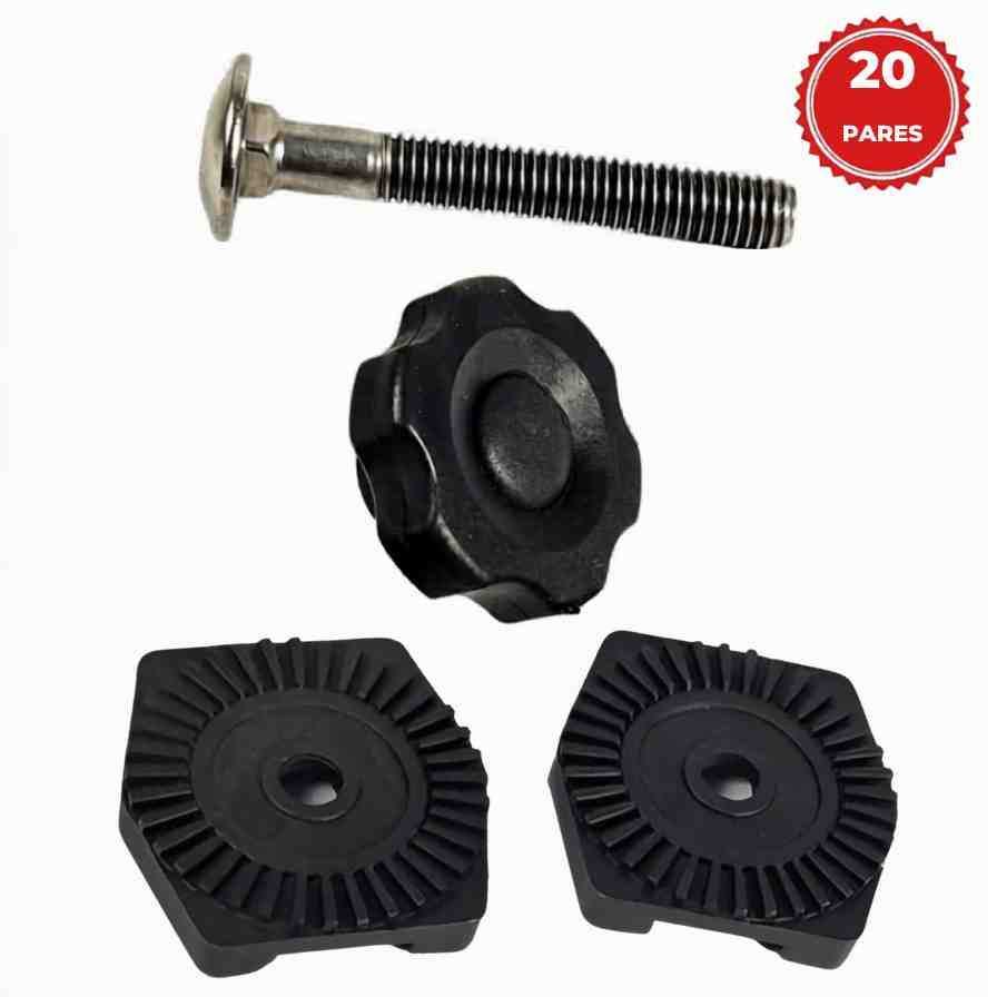 Kit Manípulo 45mm + Catraca Quadrada 20x20 com Parafuso Francês com Rosca de 1/4" - 20 Pares