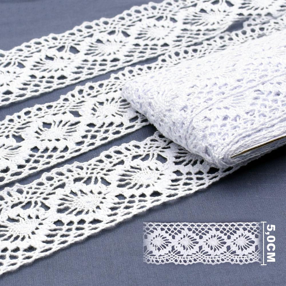 Renda de Algodão ArtePunto RA022 Branca 5,0cm - 10 Metros