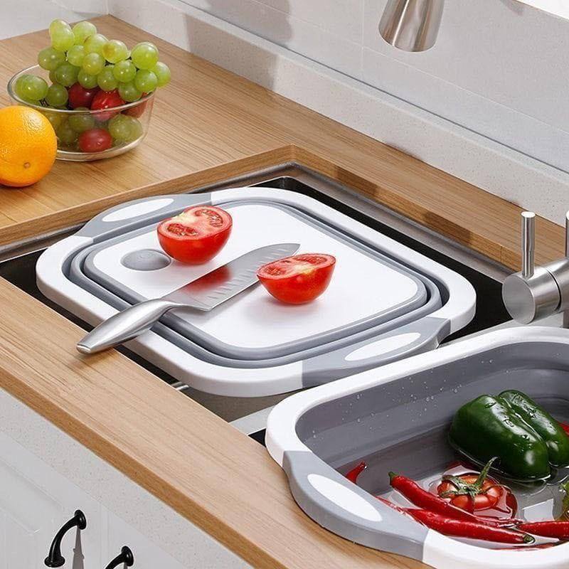 Tábua e Cesta Retrátil Multifu Compacta e Funcional para Cozinha--1695