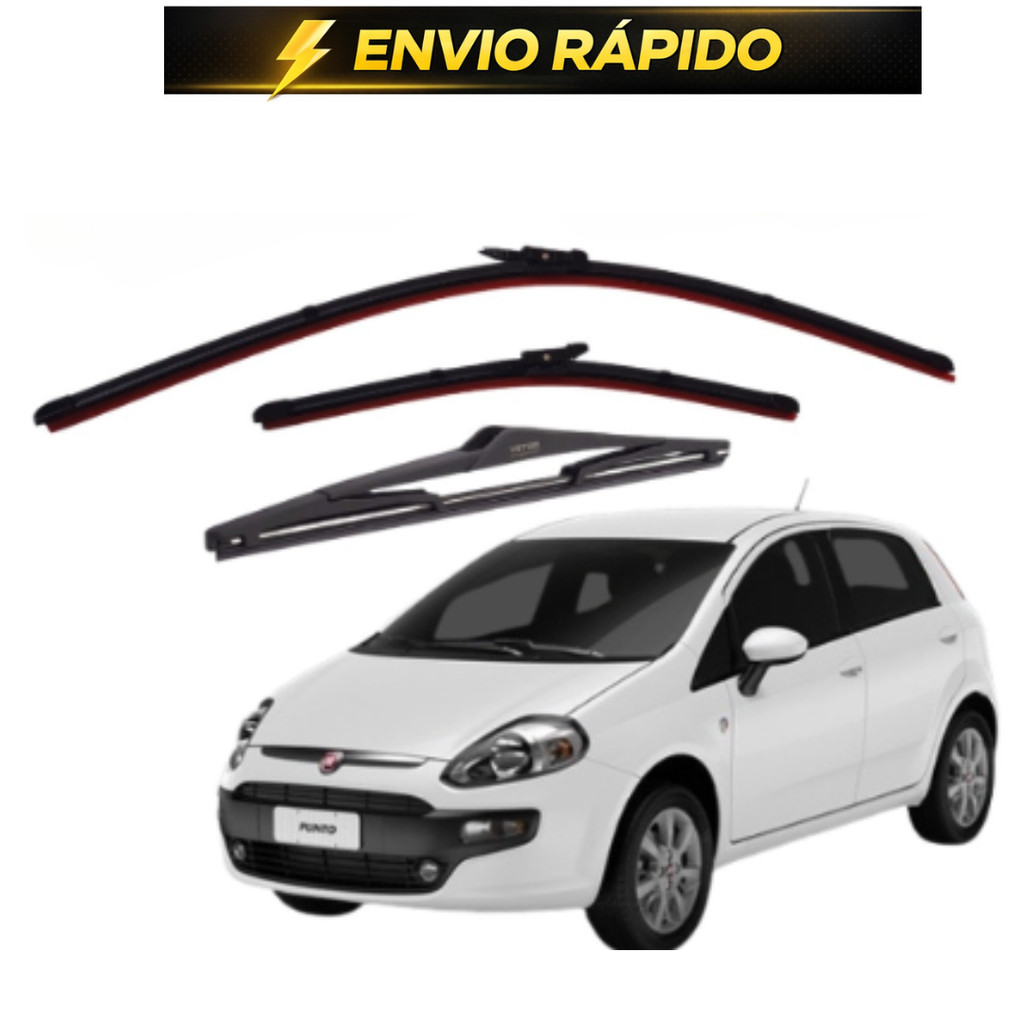 Jogo Palheta Limpador Parabrisa Dianteiro + Palheta Traseira Fiat Punto 2008 a 2018 Envio Rapido