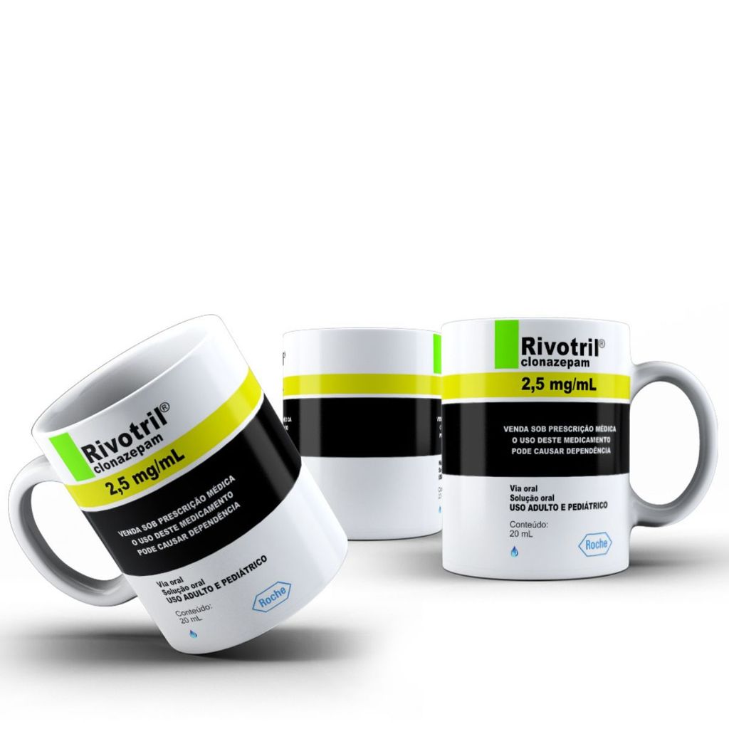 Caneca Cerâmica 325ml Rivotril Remédio Clonazepam Meme