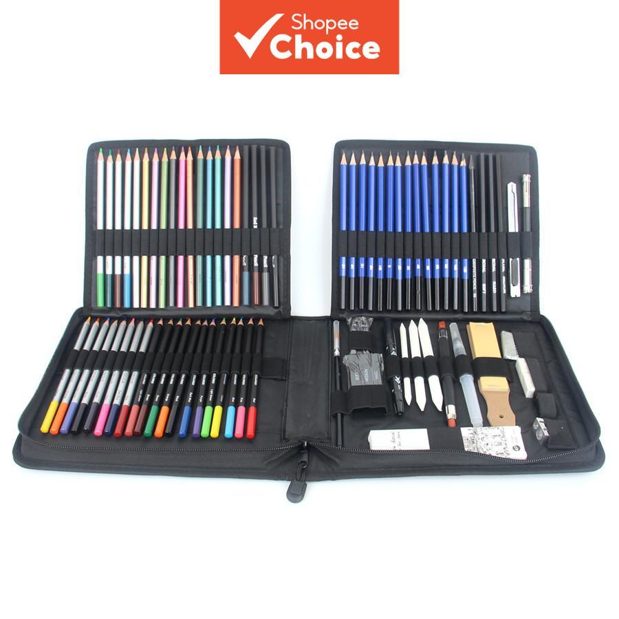 Esboço Artístico Premium De 72 Peças E Lápis Colorido Conjunto De Venda Quente Com Carvão , Borrachas , Itens Essenciais