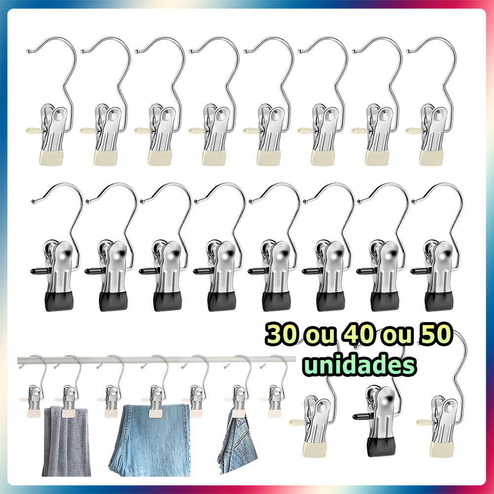Kit 30/40/50 Prendedor de roupa resistente prendedor com ganchos prendedores multifuncionais para chapéus meias toalhas