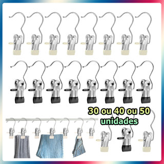 Kit 30/40/50 Prendedor de roupa resistente prendedor com ganchos prendedores multifuncionais para chapéus meias toalhas