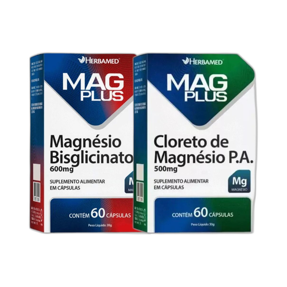 Kit Magnésio Bisglicinato 60 + Cloreto de Magnésio P.A. 60 - HERBAMED