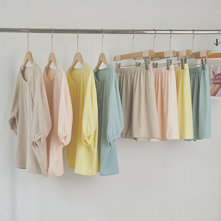 Morishima loungewear terno feminino verão fino pulôver manga curta exterior usar Shorts casuais simples loungewear pijam