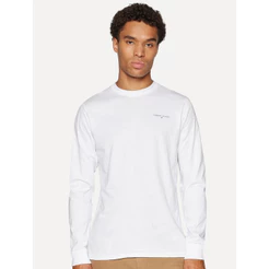 Camiseta Tommy Jeans Original Masculina Manga Longa Linear Chest Branca