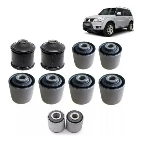 Kit 10 Bucha Braço Tirante Traseiro Mitsubishi Pajero Tr4 Io Cinza