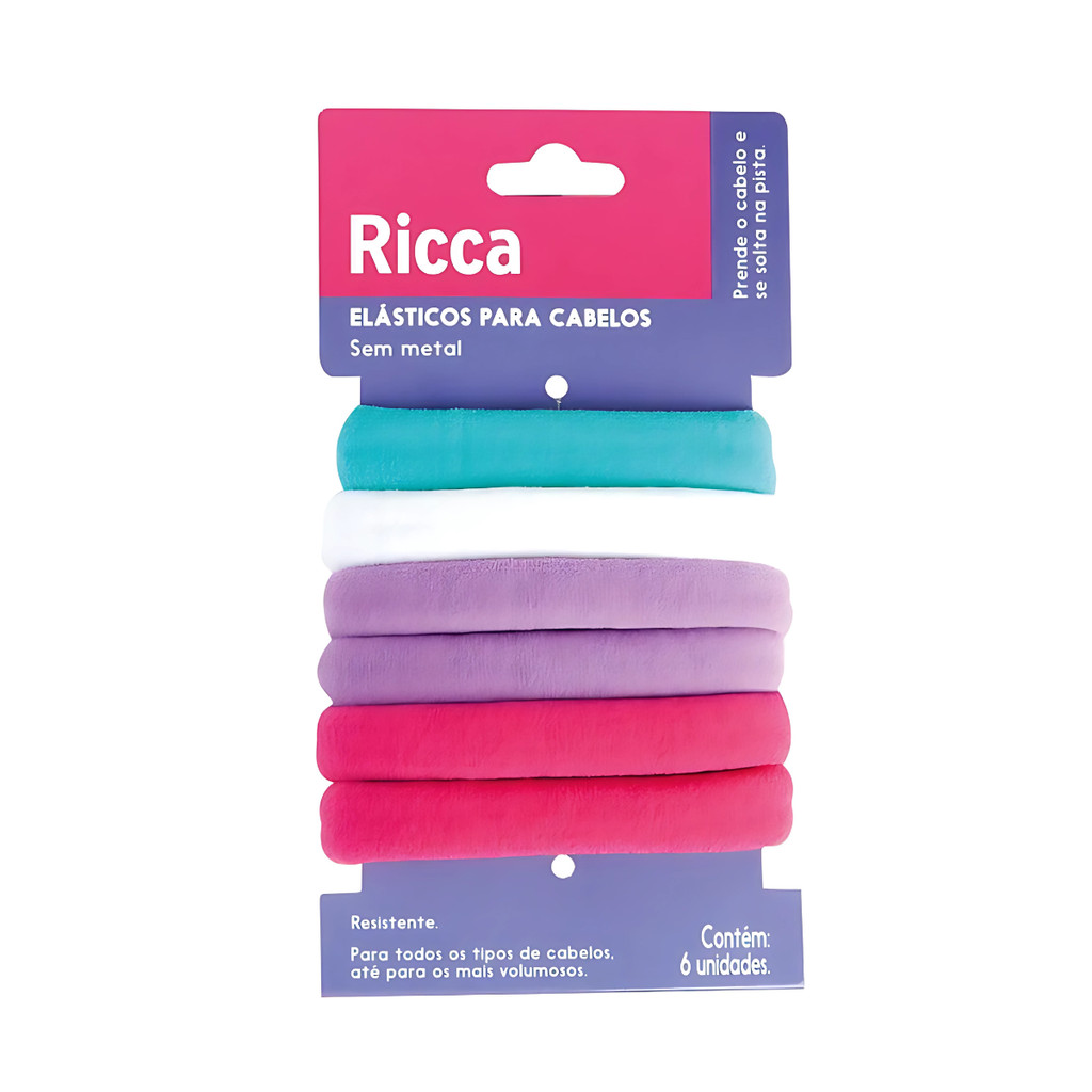 Elástico para Cabelo Ricca Grosso Summer com 6 Unidades