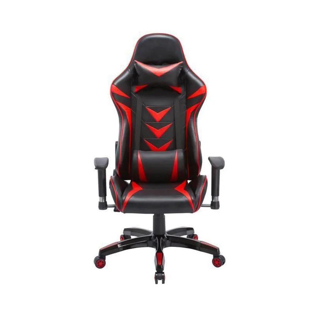 Cadeira Gamer Pelegrin em Couro PU Reclinável PEL-3003 Preta e Vermelha