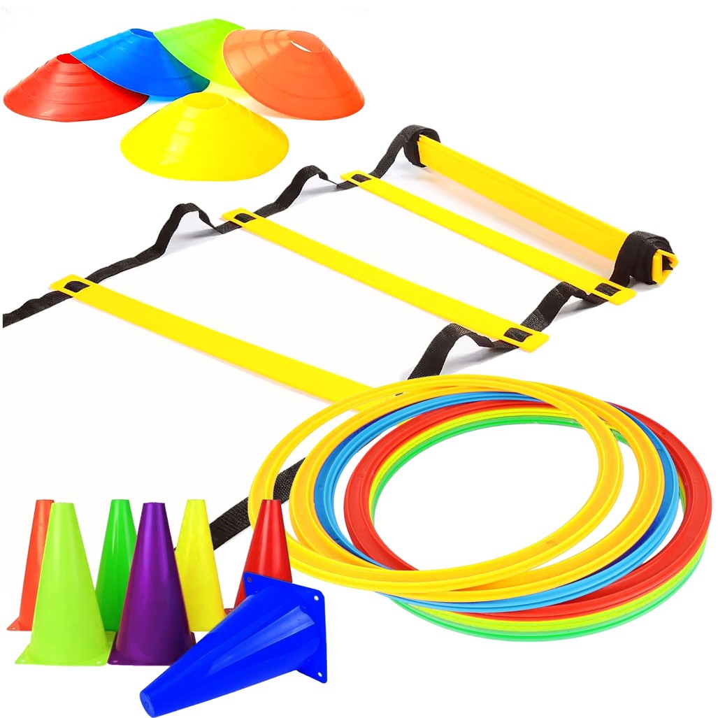 Kit Funcional C/ Escada de agilidade+cones+pratos+Argolas Agilidade
