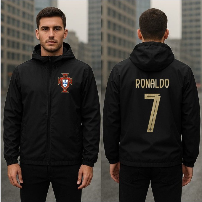 Blusa Jaqueta Corta Vento Premium 100% Microfibra Portugal CR7 Estilo Urbano Casual