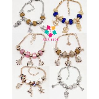 ANA1108 KIT 6 Pulseira Berloques Prateada, Rose e Dourada Estilo Feminina (Modelo aleatório) em Oferta na Shopee