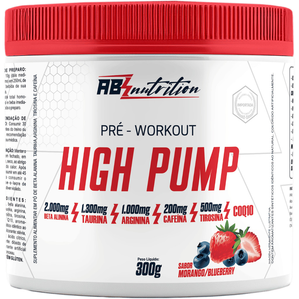 Pré Treino High Pump Morango c/ Blueberry 300g