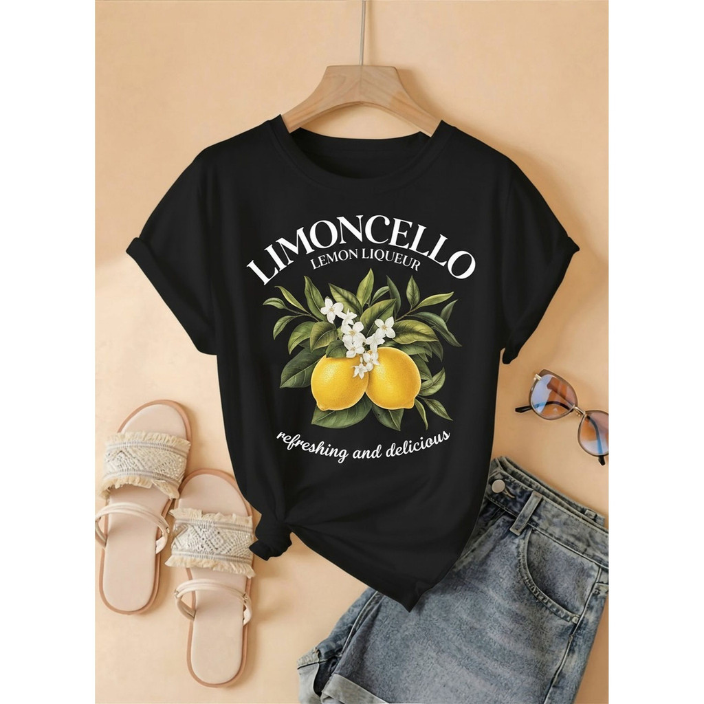 Camiseta Limão Siciliano Limoncello Estampado Algodão Leve Confortável Linda Primavera Verão