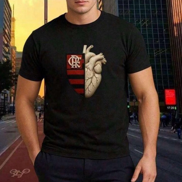Camisa Camiseta Masculino Time do coração 100% Algodão