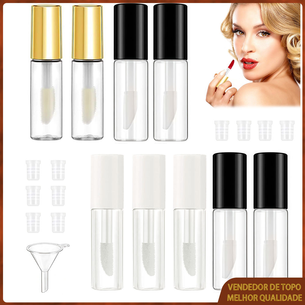 Tubo vazio de brilho labial de 1,2 ml Mini recipiente transparente para protetor labial Tubo plástico com aplicador
