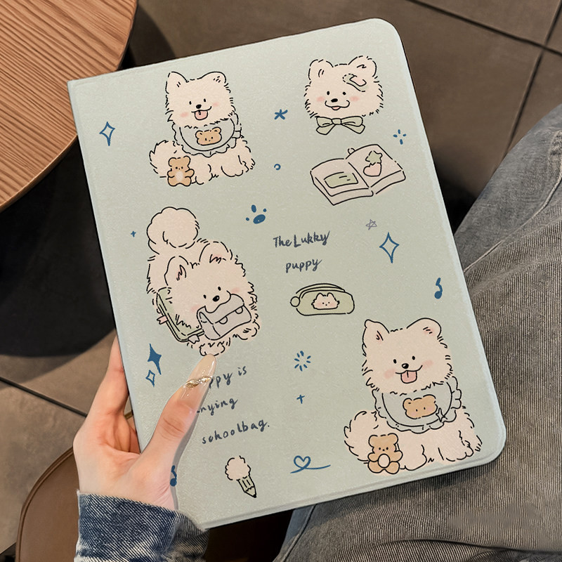 Capa Capinha Flip Cachorrinho fofo para Tablet iPad Mini Air Pro 10.5 10.9 12.9 pol 9 geracāo Case Slot para Cane
