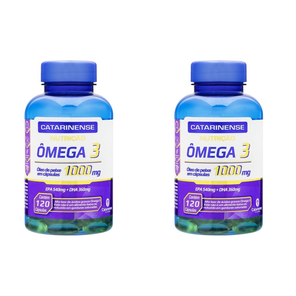 Kit 2 Potes Omega 3 Catarinense Pharma 1000mg 120 Capsulas Total 240 Capsulas EPA DHA Oleo de Peixe