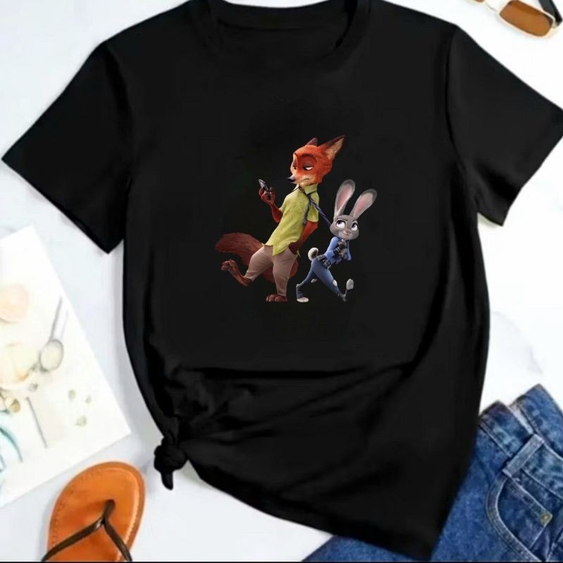 camiseta zootopia judy e nick Wilde desenho animado 100% algodão presente ideal infantil e adulto