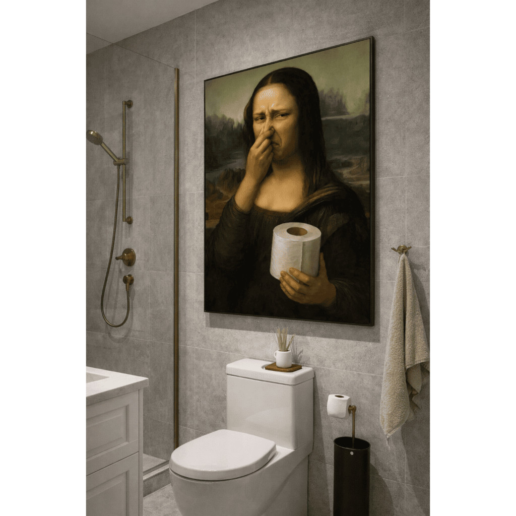 Quadro Decorativo Monalisa Divertida Ideal para Banheiros e Ambientes Criativos engraçado arte