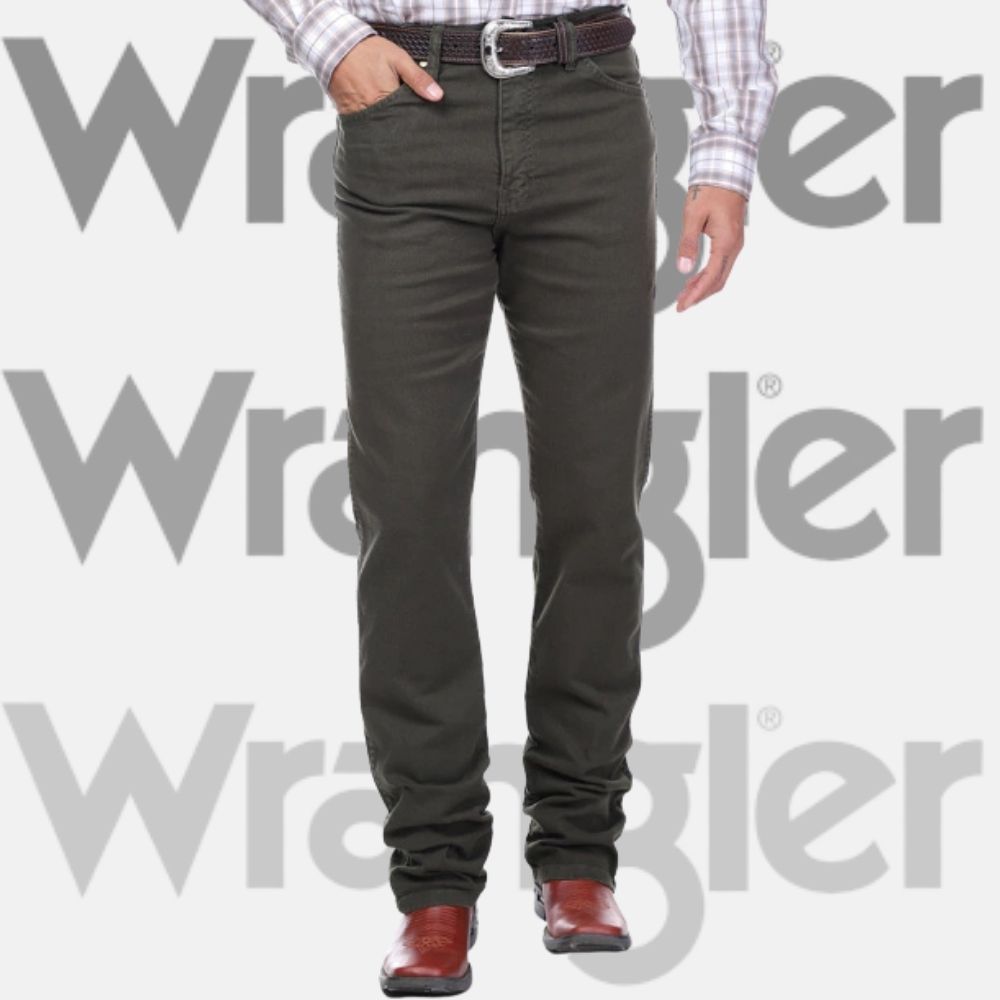 Calça Corte Reto Tradicional Com Elastano De Cowboy Original Wrangler Jeans 13M Western Cowboy Cut Verde