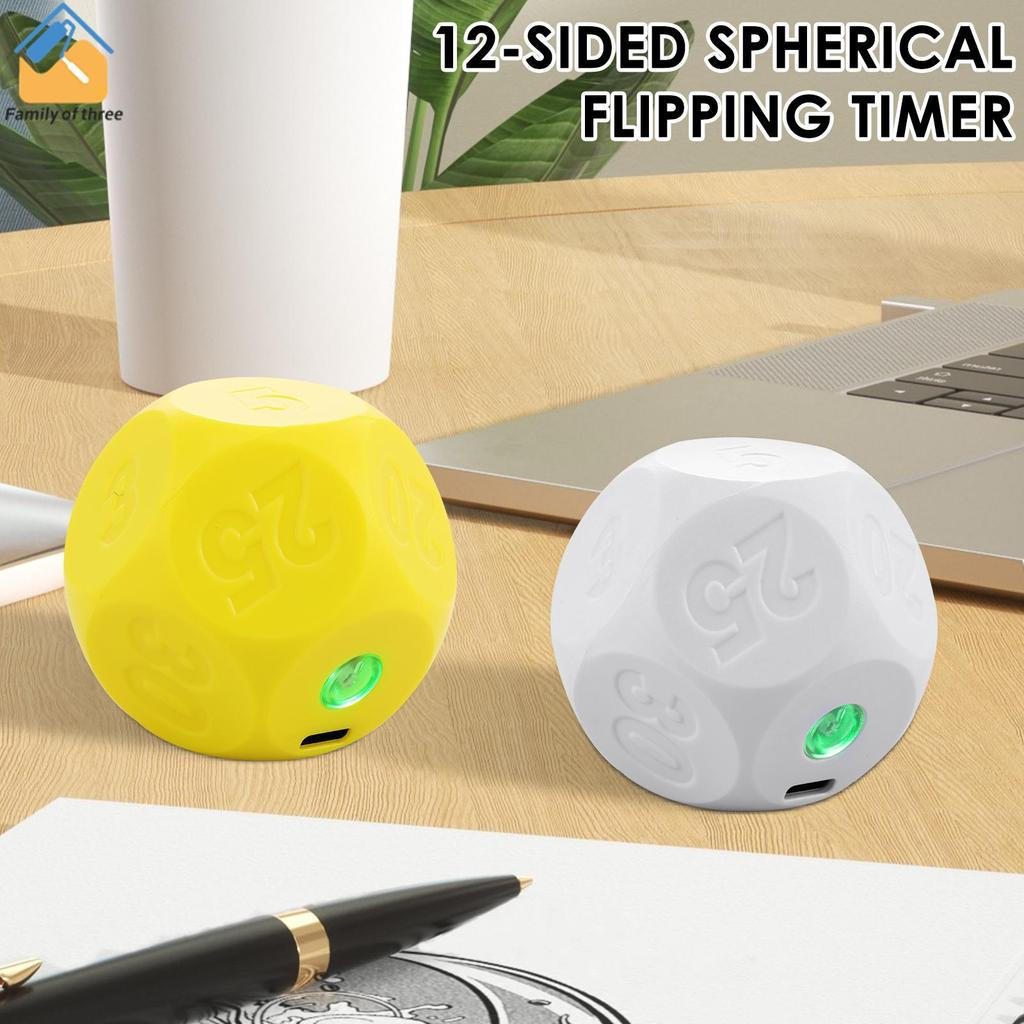 Temporizador De Cubo De 12 Lados Elegante Flip Portátil Ferramenta De Gerenciamento De Tempo Com 11 Contagem Regressiva