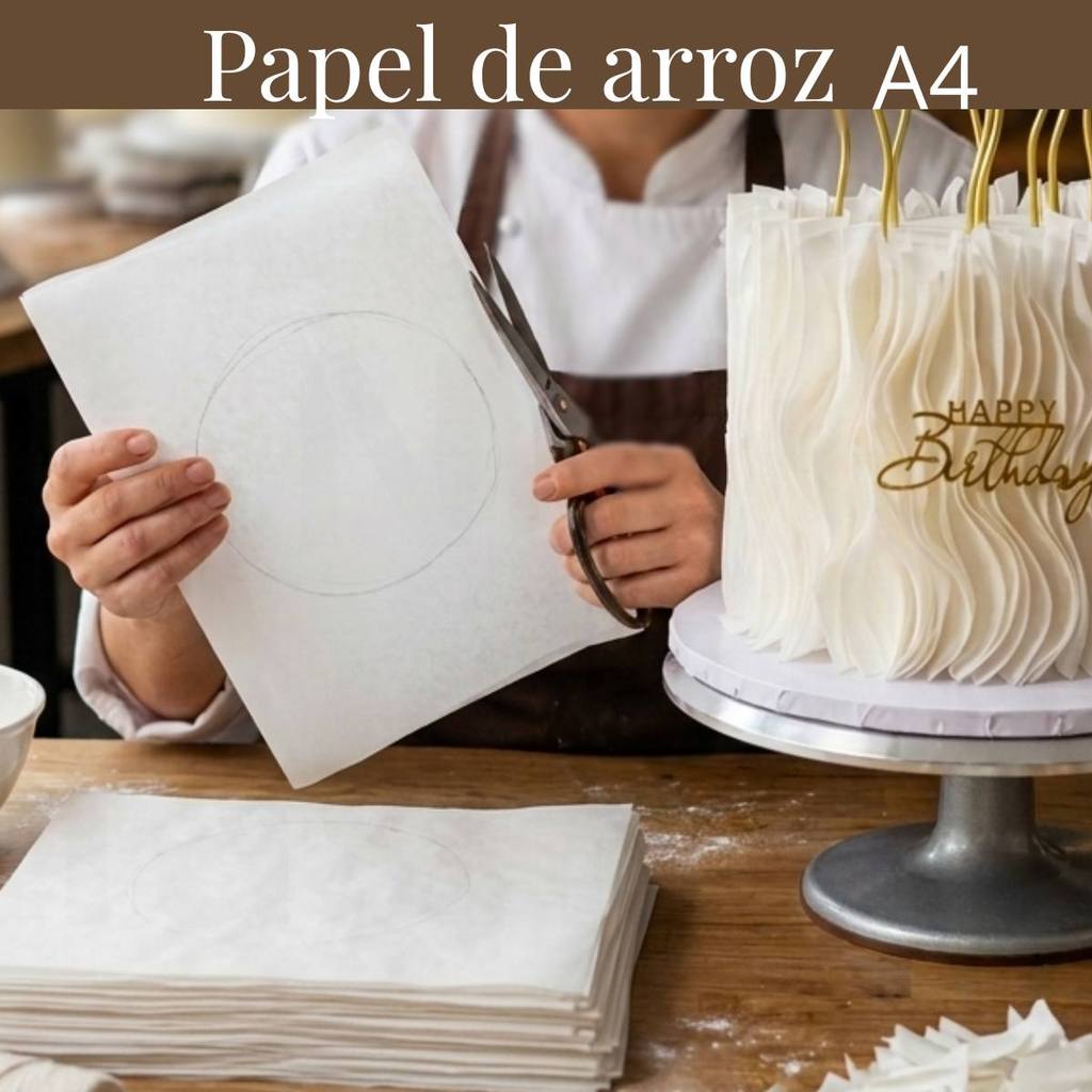 Papel de Arroz Comestivel para Bolo A4 Branco 20 Unidades Confeitaria Cupcake Decoraçao Artimagem