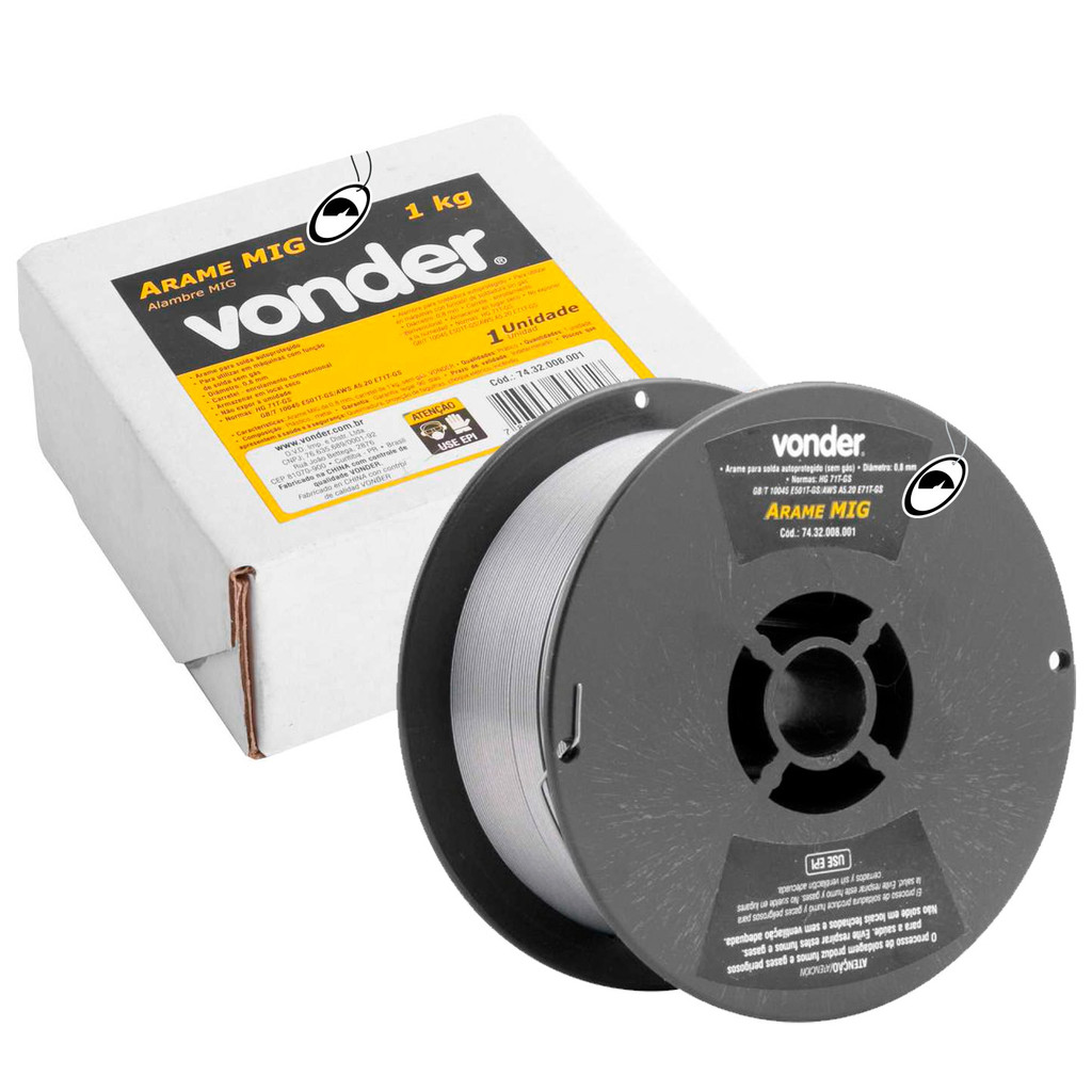 Arame para Solda MIG Sem Gás 0,8mm Carretel 1Kg Vonder