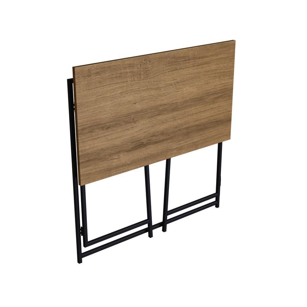 Escrivaninha Dobravel Slim PlacaEPonto Escritorio Estrutura em Aço Tampo em MDP 80cm Preto/Mel