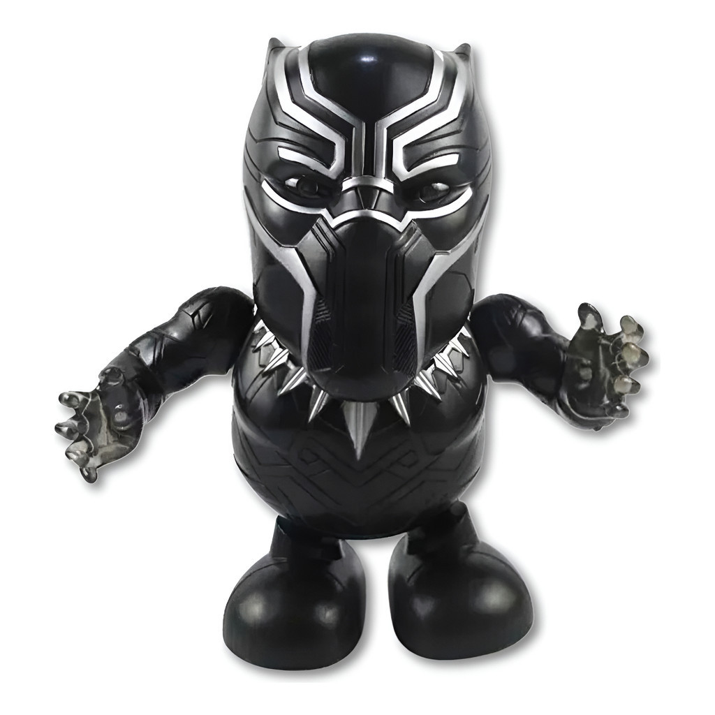 Boneco Dançante Pantera Negra Marvel Musical Robô Gira Com Luzes