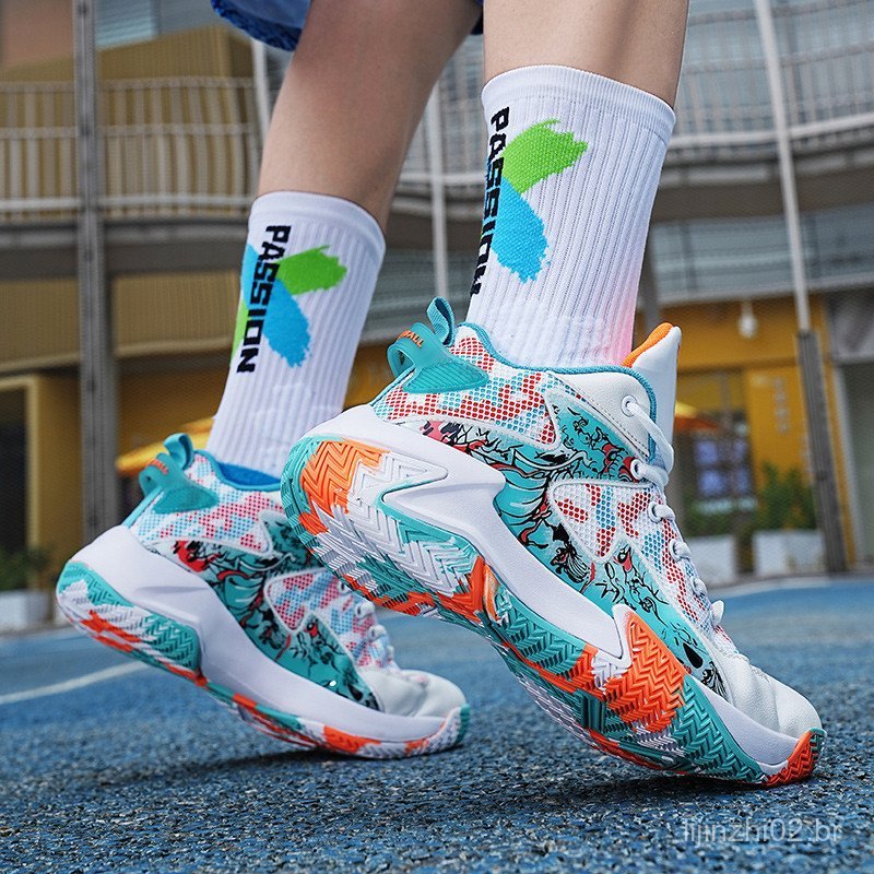 Em Estoque, Tênis de Basquete Esportivos Confortáveis e Respiráveis, Tênis de Treinamento Masculinos, Tênis Femininos Mo