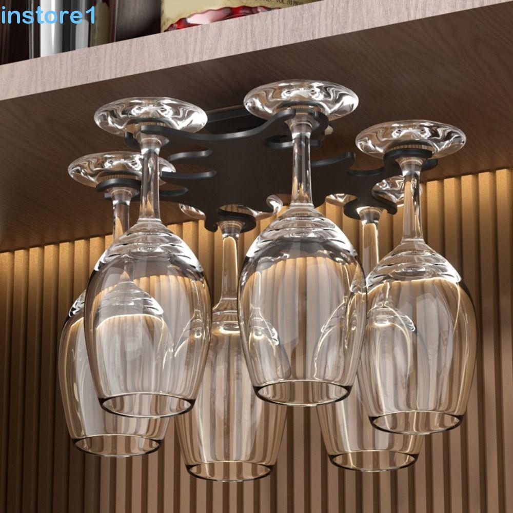 Rack De Suspensão De Óculos INSTORE , Montado Na Parede , Sem Perfuração , Giratório Para Copos De Vinho , Plástico