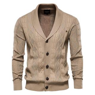 K malha Cardigan camisola masculina jaqueta primavera outono juventude colarinho torção puro algodão com decote em V mas