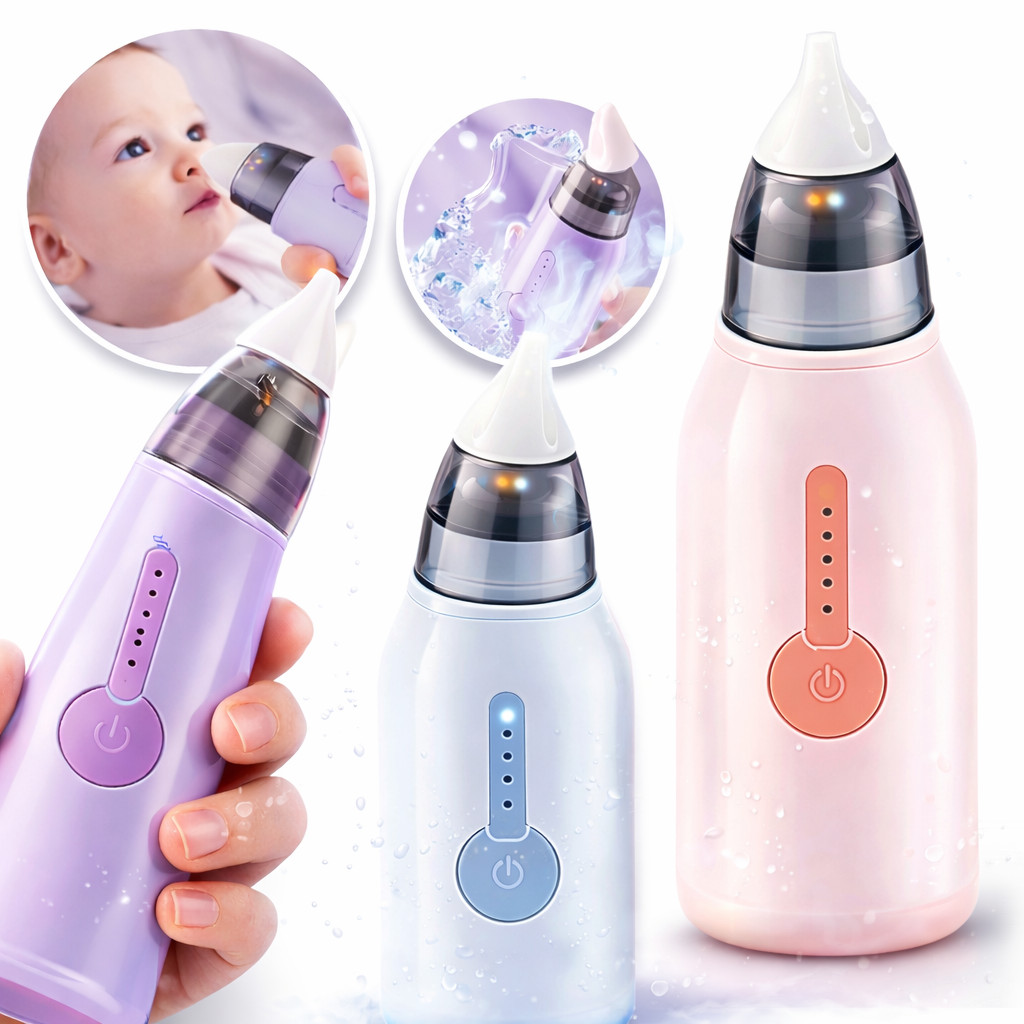 Aspirador Nasal Bebê Elétrico Com Luz Noturna E Sução Forte Ajustável Limpador De Nariz Recarregável USB Premium