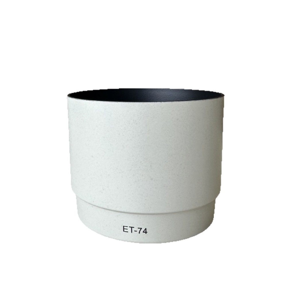 O para-sol branco ET-74 é adequado para a Canon EF70-200mm f/4L USM e pode ser instalado de forma invertida.