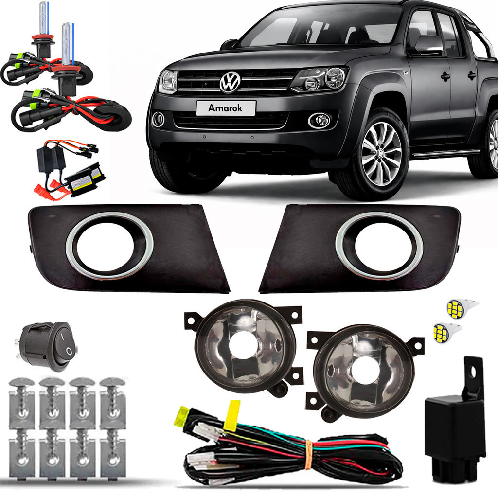 Kit Farol Milha Farolete Auxiliar Cibie Neblina Completo Amarok 2010 2011 2012 2013 2014 2015 2016 + Moldura + Xenon 8K