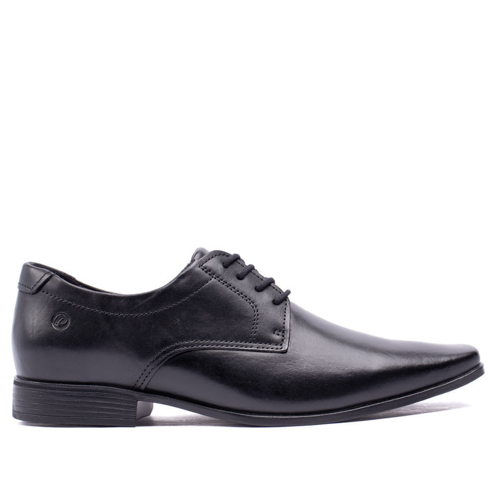 Sapato Masculino Pegada Social Couro Bico Quadrado Preto