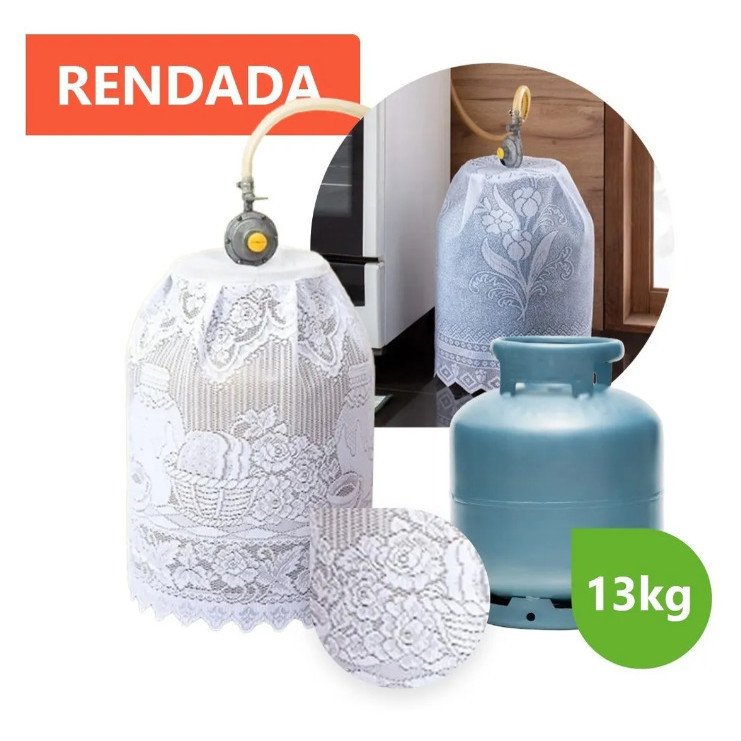 Capa para Botijão de Gás em Renda – Poliéster Decorativo para Cozinha Cores Sortidas