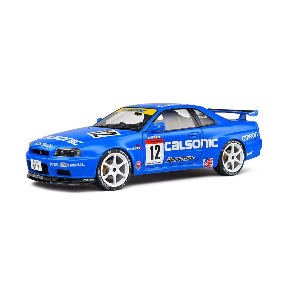 Miniatura Carro Nissan Skyline GT-R (R34) Street Fighter CALSONIC (2000) - Azul - 1:18 - Solido