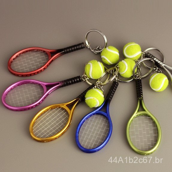 Artigos esportivos: mini bola de tênis, chaveiro de raquete de tênis, pingente promocional criativo, brinde promocional.