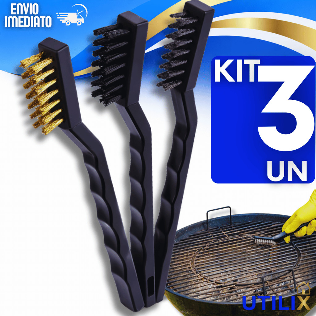 Escova Multiuso Aço Latão Nylon limpeza Diversas Superfície Difíceis Fogão Grelha Forno Utilidades