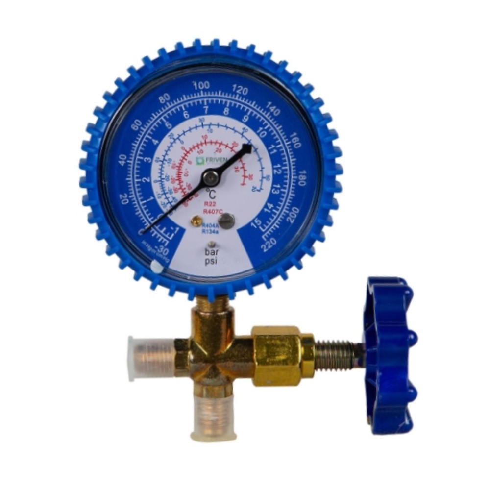 Manifold 1 Via (R-22 R-134a R-404A R-407C) Baixa S/ Mangueira CT466 - Friven