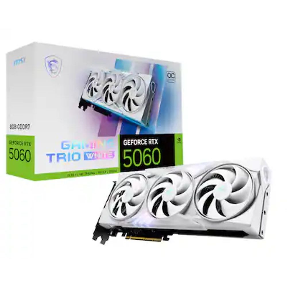 Placa de Vídeo NVIDIA GeForce MSI RTX5060 Gaming Trio Oc White 8gb Gddr7 128 Bits - 912-V537