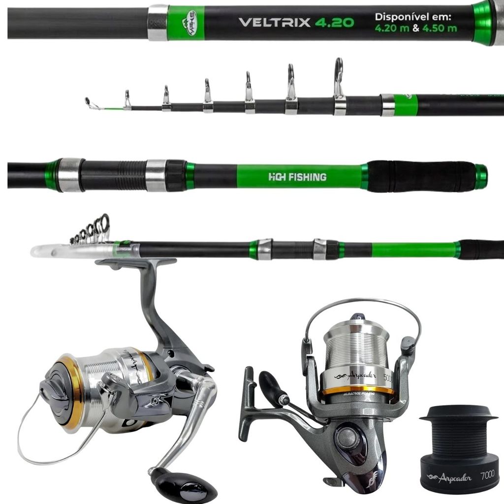 Vara Veltrix  25 LBS + Molinete Arpoador Desempenho Top Drag 12kg